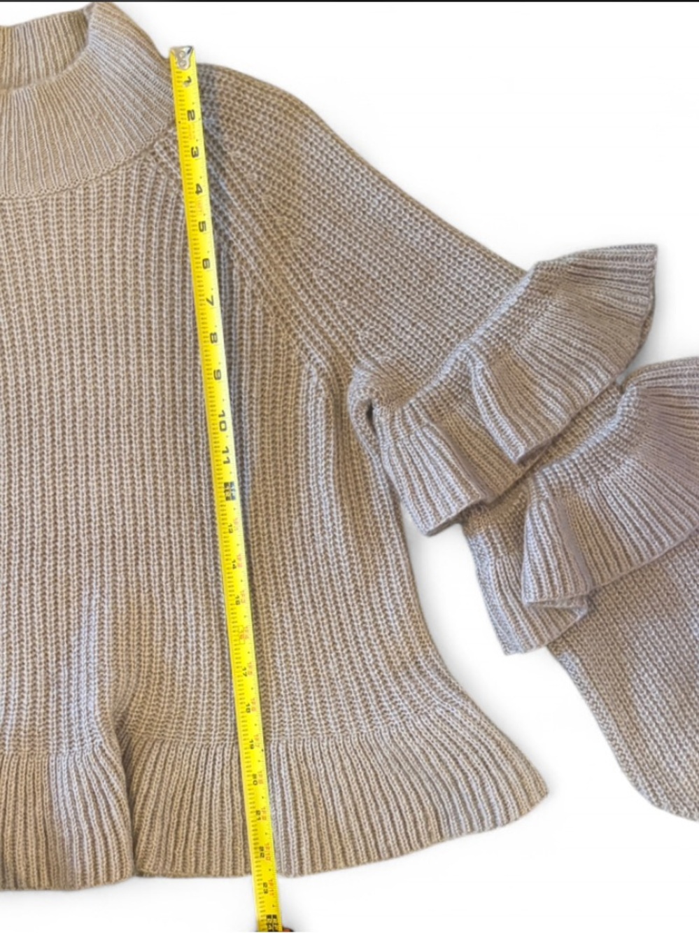 Knit Tan Ruffle Sweater - Picture 4 of 4
